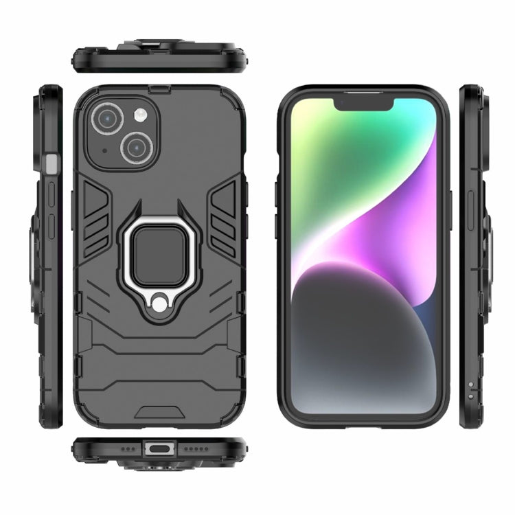 For iPhone 15 Shockproof PC + TPU Holder Phone Case(Black) - iPhone 15 Cases by PMC TechLife | Online Shopping South Africa | PMC TechLife
