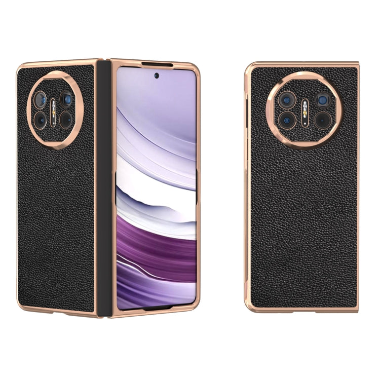 For Huawei Mate X5 Genuine Leather Mino Series Nano Plating Phone Case(Black) - Huawei Cases by PMC TechLife | Online Shopping South Africa | PMC TechLife | Buy Now Pay Later Mobicred