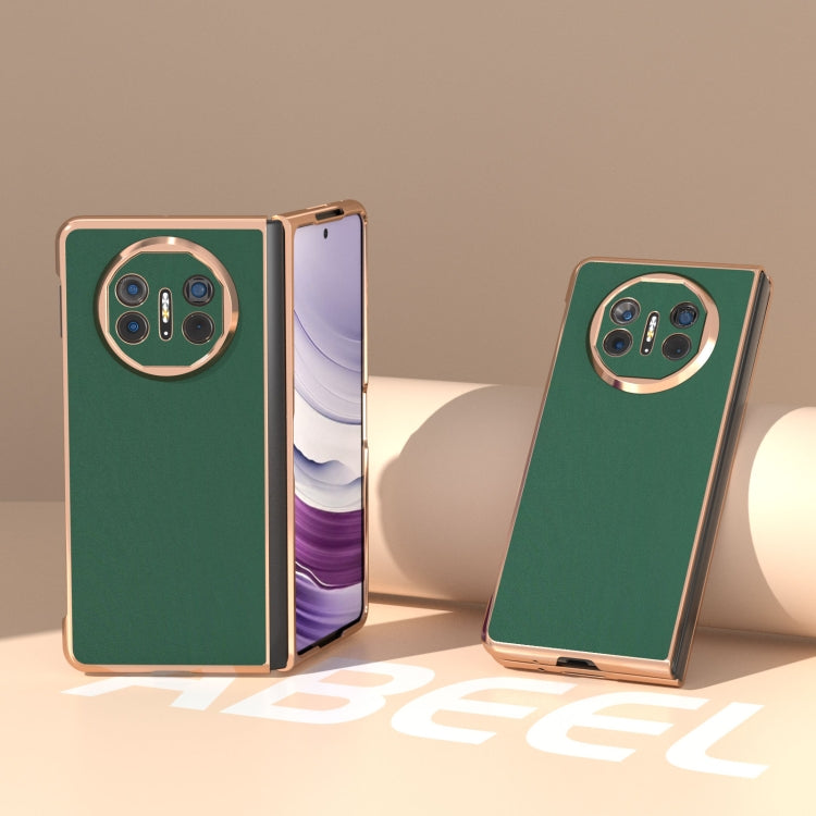 For Huawei Mate X5 Genuine Leather Silk Series Nano Plating Phone Case(Dark Green) - Huawei Cases by PMC TechLife | Online Shopping South Africa | PMC TechLife | Buy Now Pay Later Mobicred