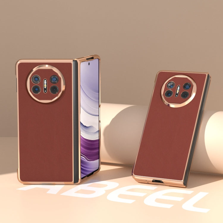 For Huawei Mate X5 Genuine Leather Silk Series Nano Plating Phone Case(Coffee) - Huawei Cases by PMC TechLife | Online Shopping South Africa | PMC TechLife | Buy Now Pay Later Mobicred
