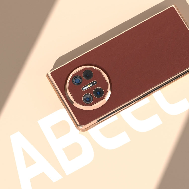 For Huawei Mate X5 Genuine Leather Silk Series Nano Plating Phone Case(Coffee) - Huawei Cases by PMC TechLife | Online Shopping South Africa | PMC TechLife | Buy Now Pay Later Mobicred