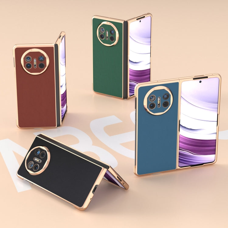 For Huawei Mate X5 Genuine Leather Silk Series Nano Plating Phone Case(Coffee) - Huawei Cases by PMC TechLife | Online Shopping South Africa | PMC TechLife | Buy Now Pay Later Mobicred