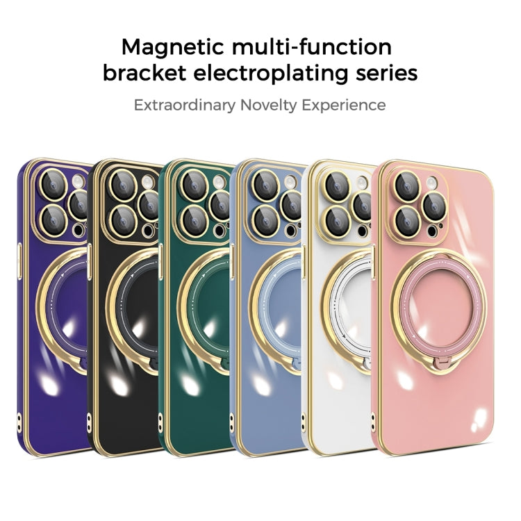 For iPhone 12 Pro Max Multifunction Electroplating MagSafe Holder Phone Case(Pink) - iPhone 12 Pro Max Cases by PMC TechLife | Online Shopping South Africa | PMC TechLife
