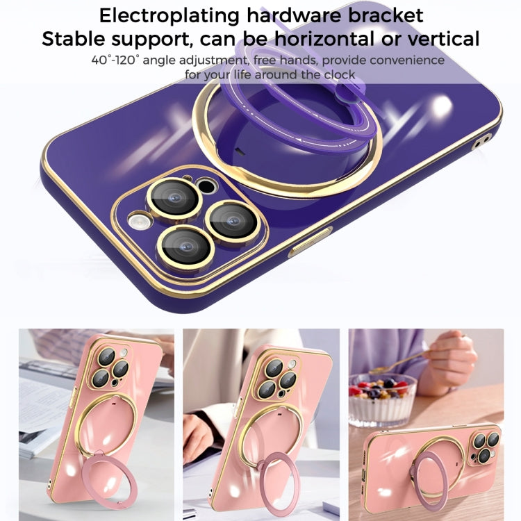 For iPhone 13 Multifunction Electroplating MagSafe Holder Phone Case(Black) - iPhone 13 Cases by PMC TechLife | Online Shopping South Africa | PMC TechLife