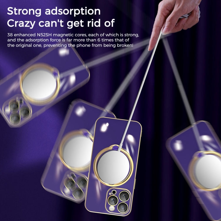 For iPhone 14 Pro Multifunction Electroplating MagSafe Holder Phone Case(White) - iPhone 14 Pro Cases by PMC TechLife | Online Shopping South Africa | PMC TechLife