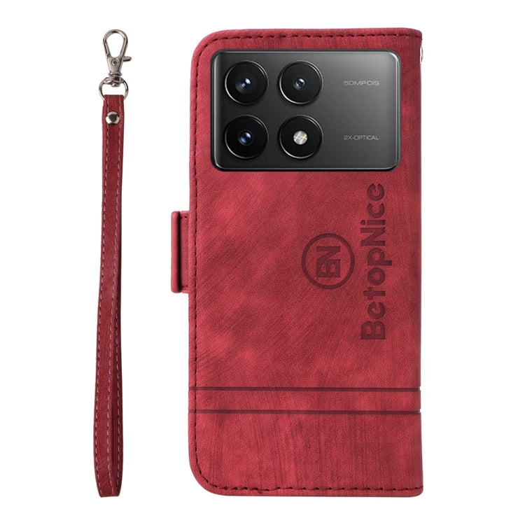 For Xiaomi Redmi K70 / K70 Pro 5G BETOPNICE Dual-side Buckle Leather Phone Case(Red) - Xiaomi Cases by BETOPNICE | Online Shopping South Africa | PMC Jewellery | Buy Now Pay Later Mobicred