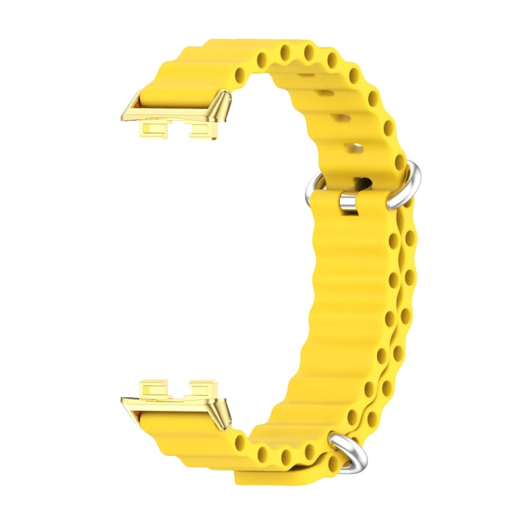 For Huawei Band 8 / 9 / 10 Mijobs Marine Silicone Breathable Watch Band(Yellow+Gold) - Watch Bands by MIJOBS | Online Shopping South Africa | PMc TechLife | Buy Now Pay Later Mobicred
