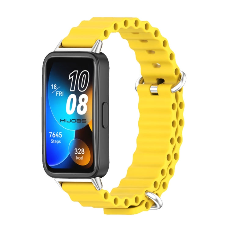 For Huawei Band 8 / 9 / 10 Mijobs Marine Silicone Breathable Watch Band(Yellow+Silver) - free shipping - PMc TechLife - Order now!