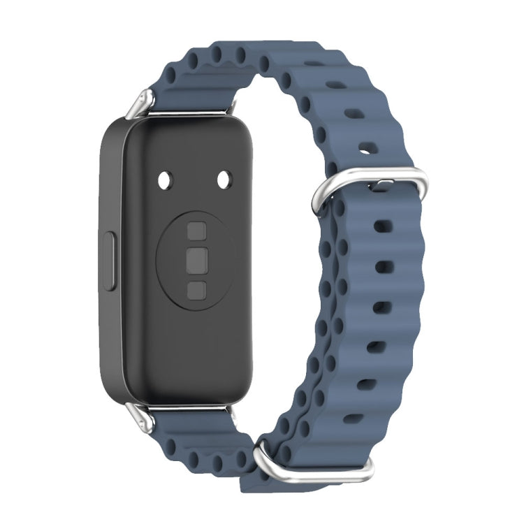 For Huawei Band 8 Mijobs Marine Silicone Breathable Watch Band(Space Blue+Silver) - Watch Bands by MIJOBS | Online Shopping South Africa | PMC TechLife
