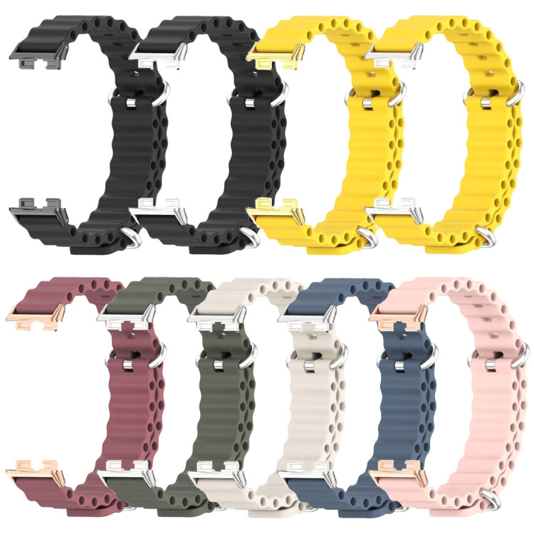 For Huawei Band 8 / 9 / 10 Mijobs Marine Silicone Breathable Watch Band(Yellow+Silver) - free shipping - PMc TechLife - Order now!