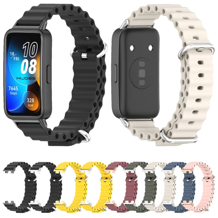 For Huawei Band 8 / 9 / 10 Mijobs Marine Silicone Breathable Watch Band(Yellow+Silver) - free shipping - PMc TechLife - Order now!
