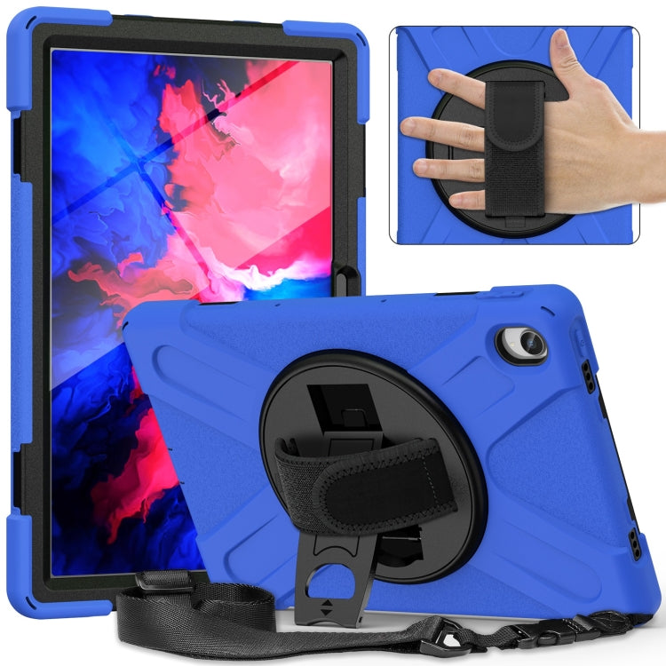 For Lenovo Tab P11 Silicone Hybrid PC Tablet Case with Grip & Shoulder Strap(Blue) - Lenovo by PMC Jewellery | Online Shopping South Africa | PMC Jewellery | Buy Now Pay Later Mobicred