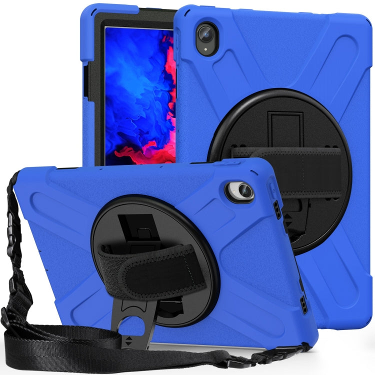 For Lenovo Tab P11 Silicone Hybrid PC Tablet Case with Grip & Shoulder Strap(Blue) - Lenovo by PMC Jewellery | Online Shopping South Africa | PMC Jewellery | Buy Now Pay Later Mobicred