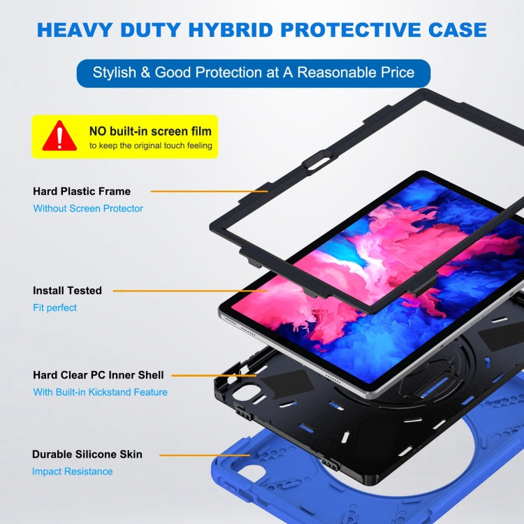 For Lenovo Tab P11 Silicone Hybrid PC Tablet Case with Grip & Shoulder Strap(Blue) - Lenovo by PMC Jewellery | Online Shopping South Africa | PMC Jewellery | Buy Now Pay Later Mobicred