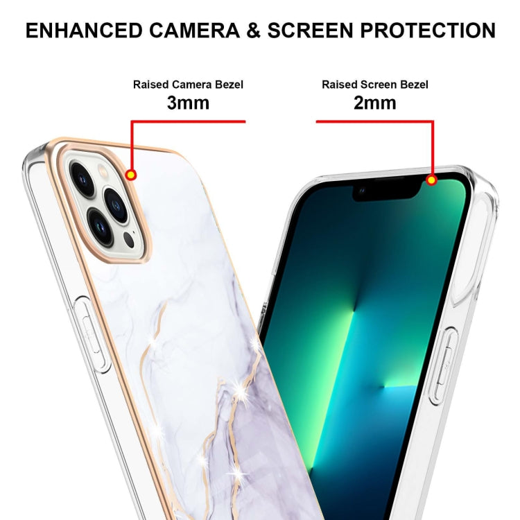 Electroplating Marble Pattern Dual-side IMD TPU Shockproof Phone Case For iPhone 16 Pro(White 006) - iPhone 16 Pro Cases by PMC TechLife | Online Shopping South Africa | PMC TechLife | Buy Now Pay Later Mobicred