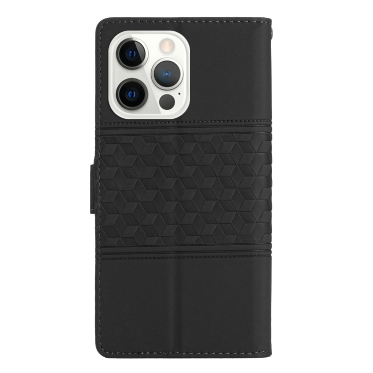 For iPhone 16 Pro Diamond Embossed Skin Feel Leather Phone Case(Black) - iPhone 16 Pro Cases by PMC TechLife | Online Shopping South Africa | PMC TechLife | Buy Now Pay Later Mobicred