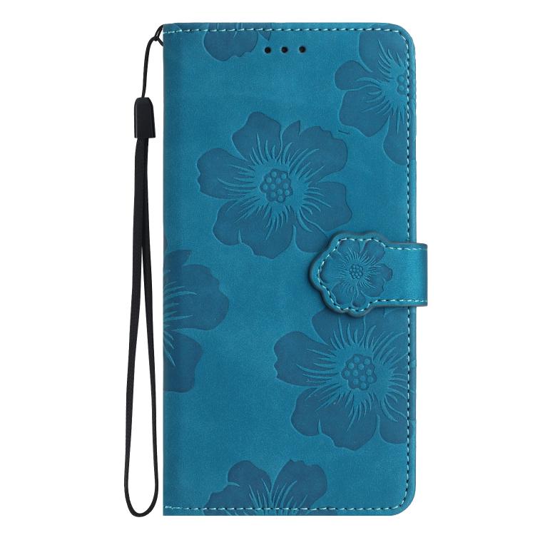 For iPhone 16e Flower Embossing Pattern Leather Phone Case(Blue) - iPhone 16e Cases by PMC TechLife | Online Shopping South Africa | PMC TechLife | Buy Now Pay Later Mobicred
