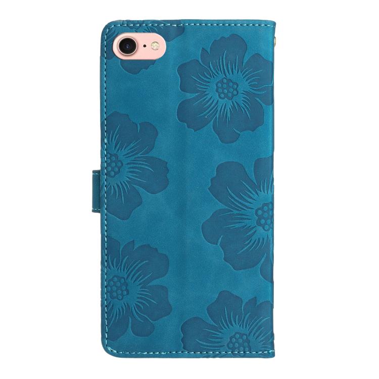 For iPhone 16e Flower Embossing Pattern Leather Phone Case(Blue) - iPhone 16e Cases by PMC TechLife | Online Shopping South Africa | PMC TechLife | Buy Now Pay Later Mobicred