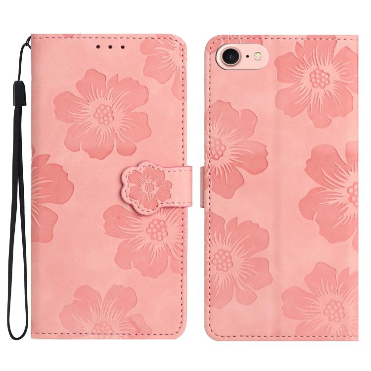 For iPhone 16e Flower Embossing Pattern Leather Phone Case(Pink) - iPhone 16e Cases by PMC TechLife | Online Shopping South Africa | PMC TechLife | Buy Now Pay Later Mobicred