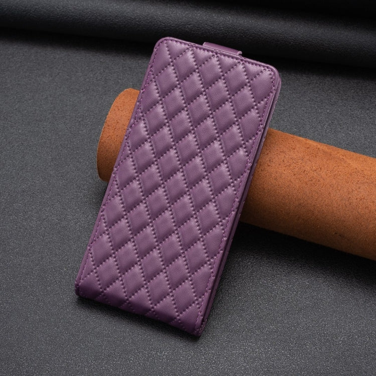 For vivo Y35 4G / Y22s Diamond Lattice Vertical Flip Leather Phone Case(Dark Purple) - vivo Cases by PMC TechLife | Online Shopping South Africa | PMC TechLife | Buy Now Pay Later Mobicred