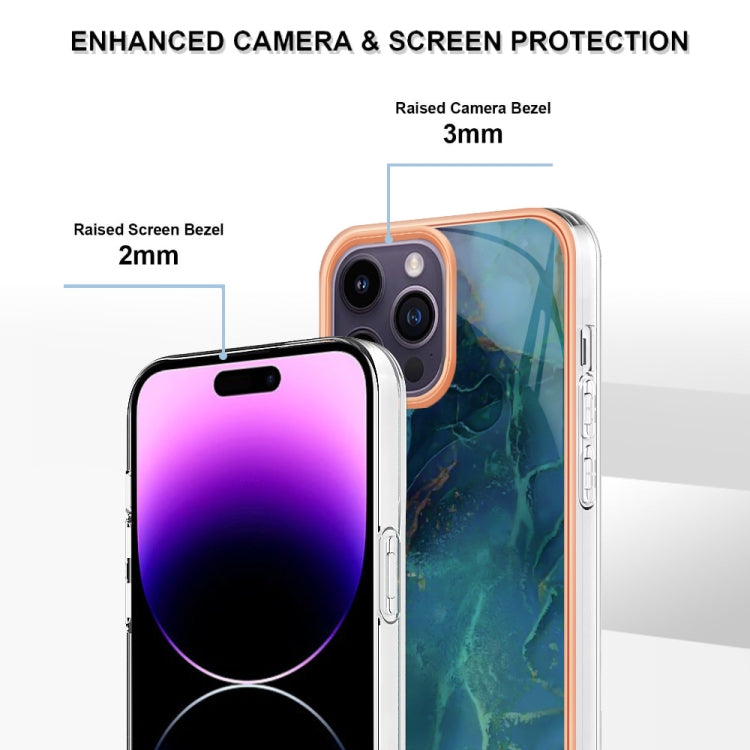 For iPhone 16 Pro Electroplating Marble Dual-side IMD Phone Case(Green 017) - iPhone 16 Pro Cases by PMC TechLife | Online Shopping South Africa | PMC TechLife | Buy Now Pay Later Mobicred