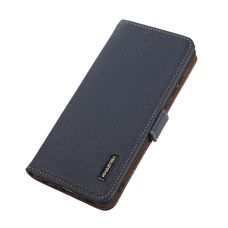 For OnePlus Ace 3V KHAZNEH Side-Magnetic Litchi Genuine Leather RFID Phone Case(Blue) - OnePlus Cases by PMC TechLife | Online Shopping South Africa | PMC TechLife | Buy Now Pay Later Mobicred