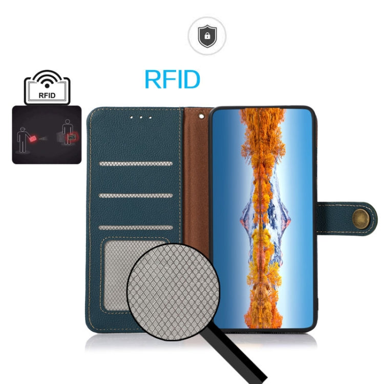 For OnePlus CE4 Lite KHAZNEH Custer Genuine Leather RFID Phone Case(Green) - OnePlus Cases by PMC TechLife | Online Shopping South Africa | PMC TechLife | Buy Now Pay Later Mobicred
