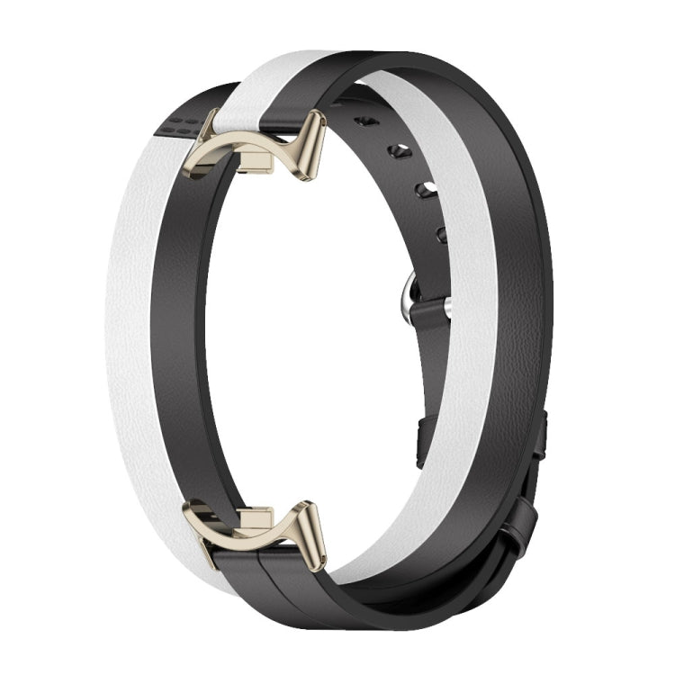 For Xiaomi Mi Band 8 / 9 / 9 NFC Mijobs Double-Loop Leather Watch Band(Black+White+Light Gold) - free shipping - PMC TechLife - Order now!