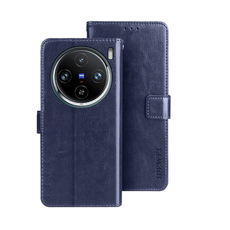 For vivo X100 Pro idewei Crazy Horse Texture Leather Phone Case(Blue) - vivo Cases by idewei | Online Shopping South Africa | PMC Jewellery | Buy Now Pay Later Mobicred