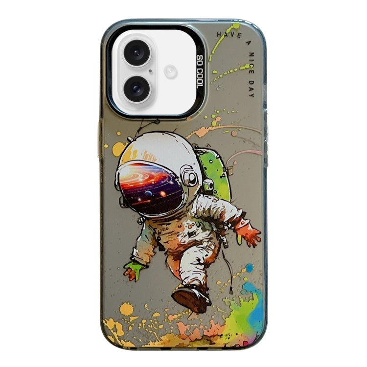 For iPhone 16 Animal Pattern Oil Painting Series PC + TPU Phone Case(Astronaut) - iPhone 16 Cases by PMC TechLife | Online Shopping South Africa | PMC TechLife | Buy Now Pay Later Mobicred