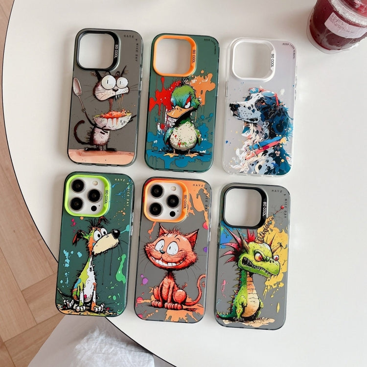For iPhone 16 Animal Pattern Oil Painting Series PC + TPU Phone Case(Clown) - iPhone 16 Cases by PMC TechLife | Online Shopping South Africa | PMC TechLife | Buy Now Pay Later Mobicred