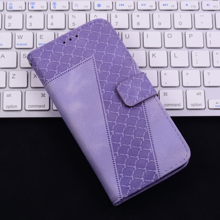 For iPhone 16 Seven-shaped Embossed Leather Phone Case(Purple) - iPhone 16 Cases by PMC TechLife | Online Shopping South Africa | PMC TechLife | Buy Now Pay Later Mobicred