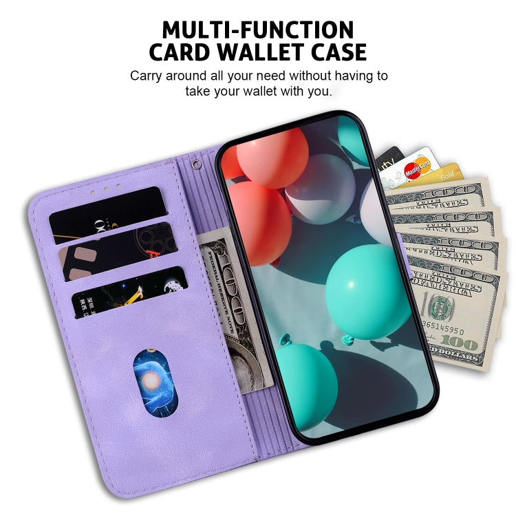 For iPhone 16 Seven-shaped Embossed Leather Phone Case(Purple) - iPhone 16 Cases by PMC TechLife | Online Shopping South Africa | PMC TechLife | Buy Now Pay Later Mobicred