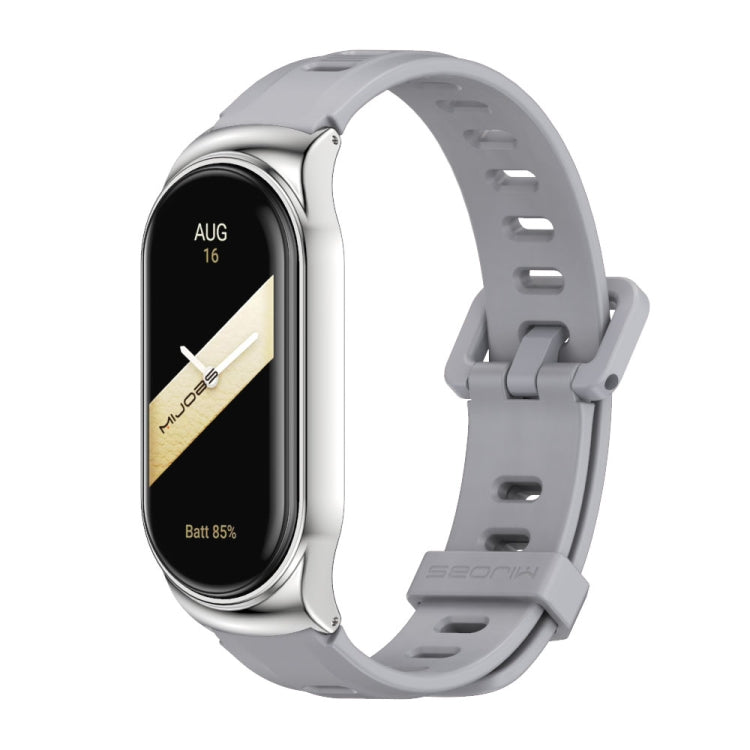 For Xiaomi Mi Band 8 Mijobs CS Case Flat Hole Silicone Watch Band(Grey Silver) - free shipping - PMc TechLife - Order now!
