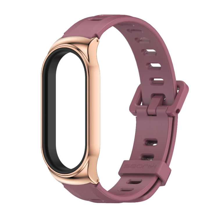 For Xiaomi Mi Band 8 Mijobs CS Case Flat Hole Silicone Watch Band(Wine Red Rose Gold) - free shipping - PMc TechLife - Order now!