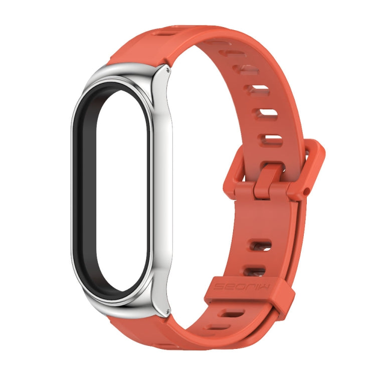 For Xiaomi Mi Band 8 Mijobs CS Case Flat Hole Silicone Watch Band(Orange Silver) - free shipping - PMc TechLife - Order now!