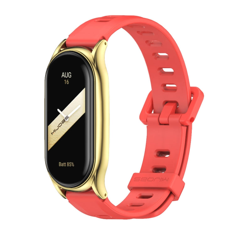 For Xiaomi Mi Band 8 Mijobs Plus Case Flat Hole Silicone Watch Band(Red Gold) - free shipping - PMc TechLife - Order now!