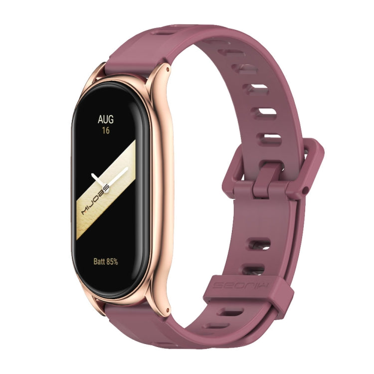 For Xiaomi Mi Band 8 Mijobs Plus Case Flat Hole Silicone Watch Band(Wine Red Rose Gold) - free shipping - PMc TechLife - Order now!