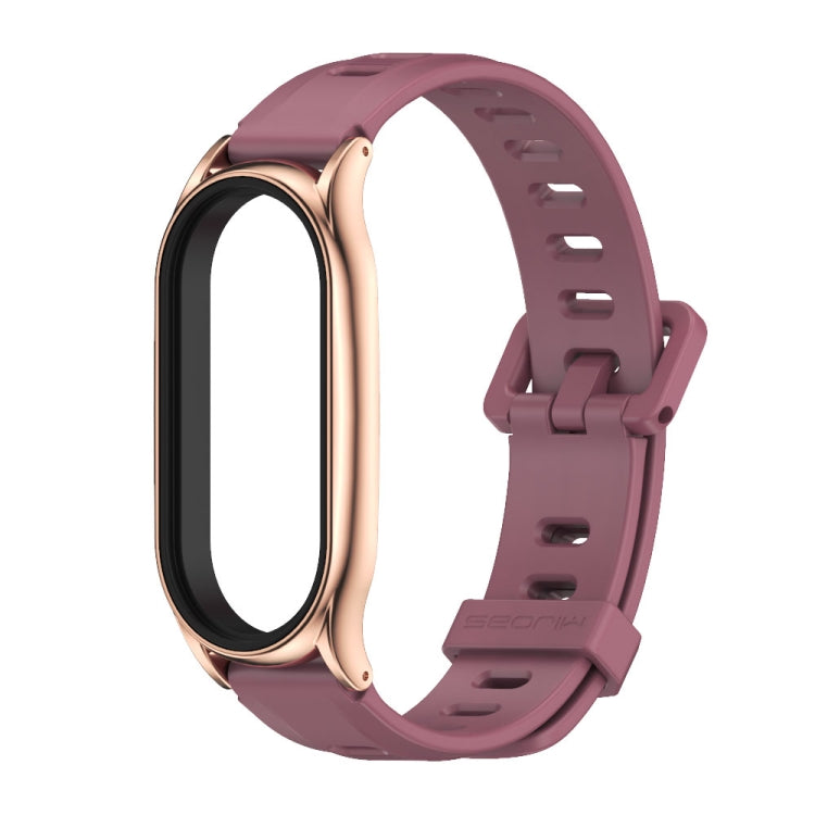 For Xiaomi Mi Band 8 Mijobs Plus Case Flat Hole Silicone Watch Band(Wine Red Rose Gold) - free shipping - PMc TechLife - Order now!
