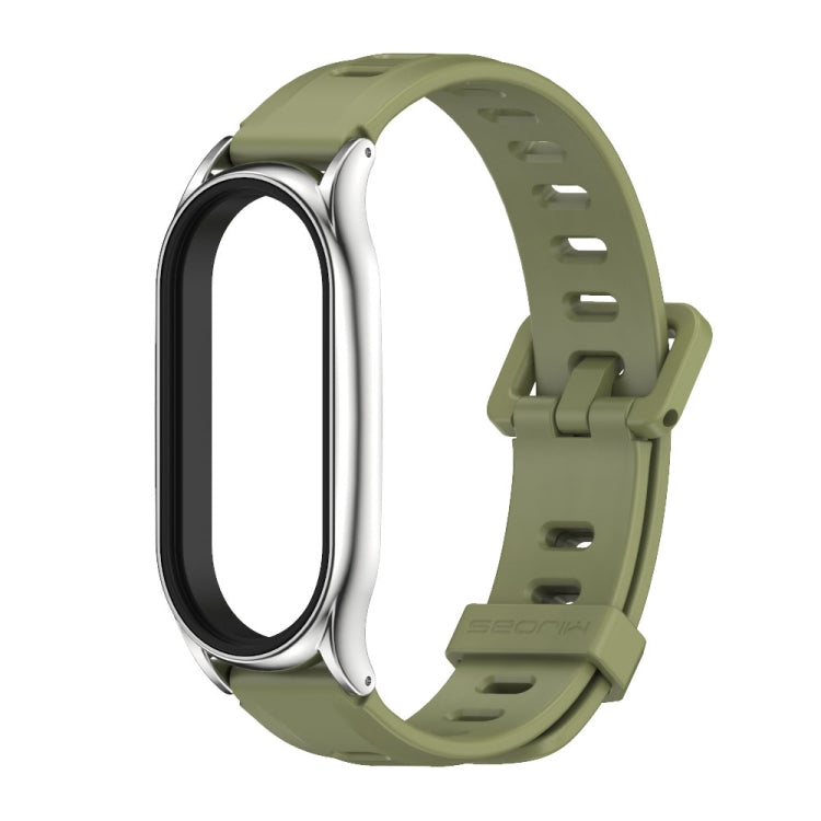 For Xiaomi Mi Band 8 Mijobs Plus Case Flat Hole Silicone Watch Band(Army Green Silver) - free shipping - PMc TechLife - Order now!