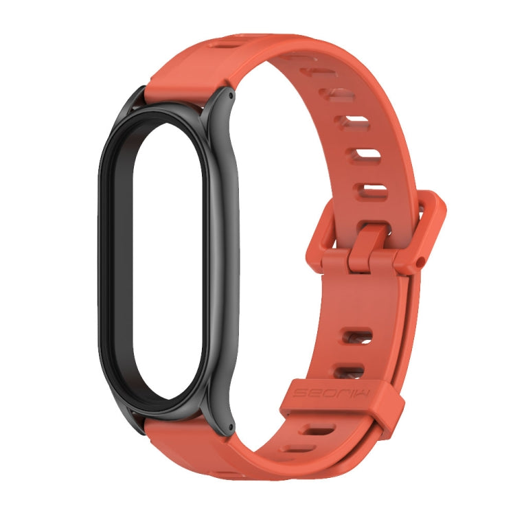 For Xiaomi Mi Band 8 Mijobs Plus Case Flat Hole Silicone Watch Band(Orange Black) - free shipping - PMc TechLife - Order now!