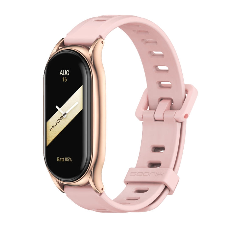 For Xiaomi Mi Band 8 Mijobs Plus Case Flat Hole Silicone Watch Band(Pink Rose Gold) - free shipping - PMc TechLife - Order now!