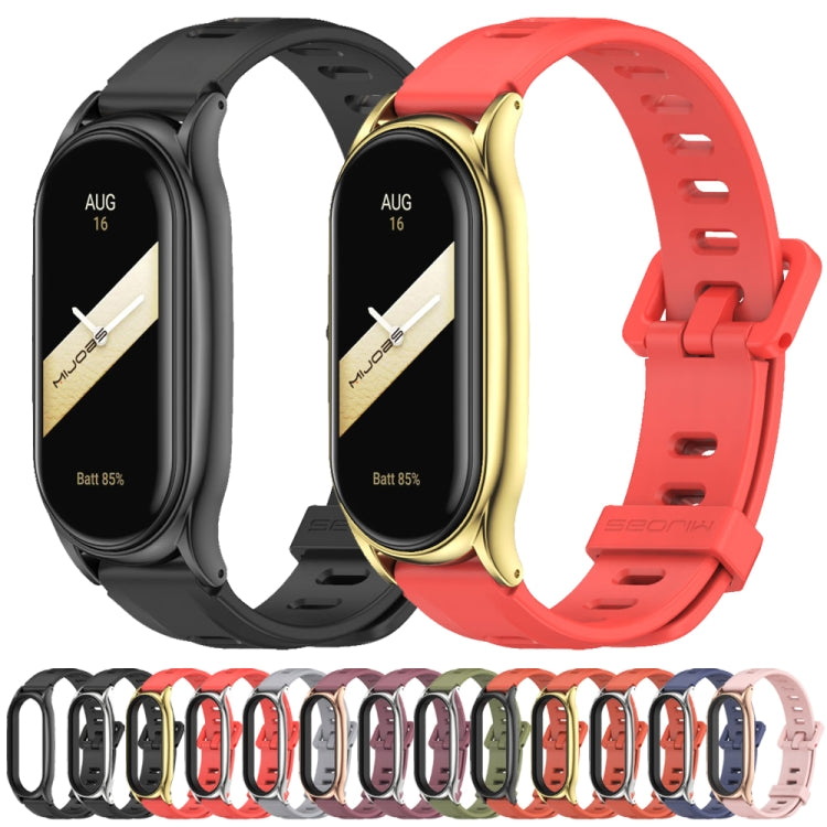 For Xiaomi Mi Band 8 Mijobs Plus Case Flat Hole Silicone Watch Band(Army Green Silver) - free shipping - PMc TechLife - Order now!