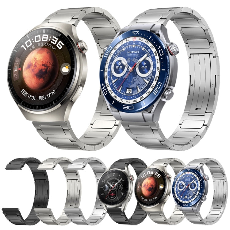 22mm Three Strains Uplift HW Buckle Titanium Metal Watch Band(Silver) - Watch Bands by PMC TechLife | Online Shopping South Africa | PMC TechLife