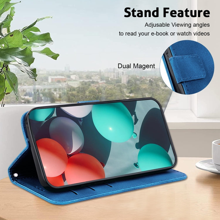 For Google Pixel 9 Pro 7-shaped Embossed Leather Phone Case(Blue) - Google Cases by PMC TechLife | Online Shopping South Africa | PMC TechLife | Buy Now Pay Later Mobicred