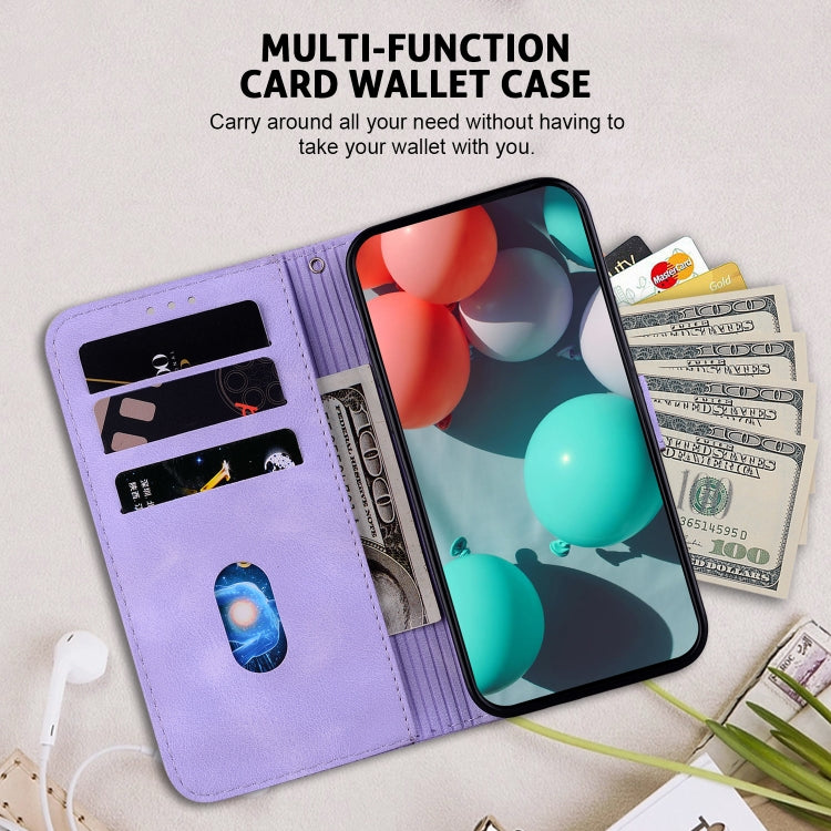 For Google Pixel 9 7-shaped Embossed Leather Phone Case(Purple) - Google Cases by PMC TechLife | Online Shopping South Africa | PMC TechLife | Buy Now Pay Later Mobicred