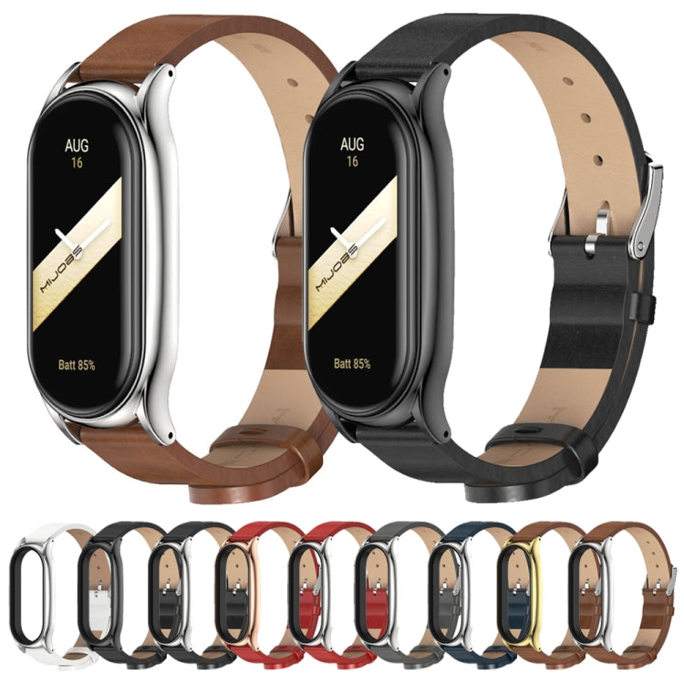 For Xiaomi Mi Band 8 Mijobs Plus Case Microfiber PU Leather Watch Band(Blue Silver) - free shipping - PMc TechLife - Order now!
