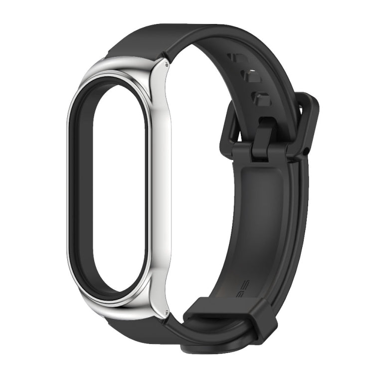 For Xiaomi Mi Band 8 Mijobs CS Case Silicone Watch Band(Black Silver) - Watch Bands by MIJOBS | Online Shopping South Africa | PMC TechLife