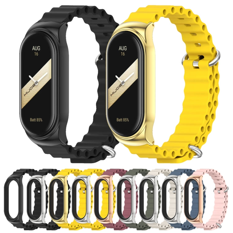 For Xiaomi Mi Band 8 Mijobs CS Case Marine Silicone Breathable Watch Band(Khaki Green Silver) - free shipping - PMc TechLife - Order now!