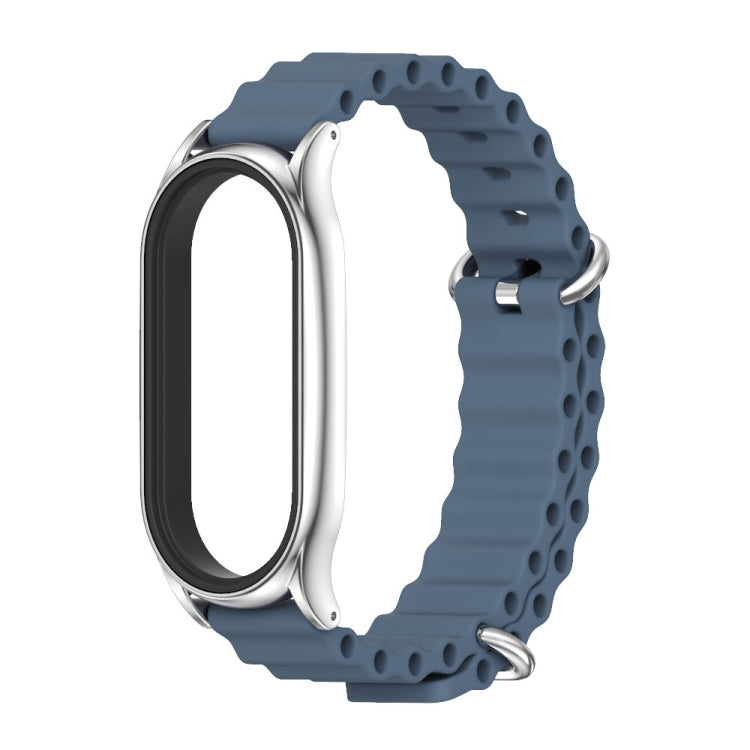 For Xiaomi Mi Band 8 Mijobs Plus Case Marine Silicone Breathable Watch Band(Space Blue Silver) - free shipping - PMc TechLife - Order now!